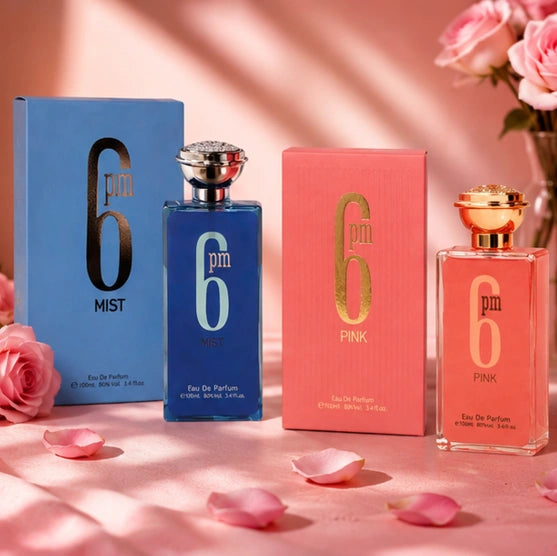 6 PM Mist &amp; 6 PM Pink Perfume Gift Set for Women – 2 x 3.4 Fl Oz (100ml) Eau de Parfum – Long Lasting Floral Fruity Sweet Perfume Collection for Women