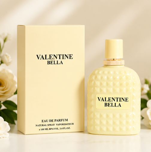 Valentine Bella Eau de Parfum for Women, 3.4 Fl Oz (100ml) Long Lasting Floral Vanilla Perfume – Sweet Feminine Fragrance with Fruity, Floral &amp; Warm Musk Notes – Elegant Everyday Perfume for Women
