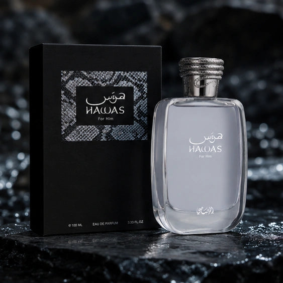 Rasasi Hawas for Him Eau de Parfum – Long-Lasting Fresh Aquatic Men's Cologne 3.3 oz