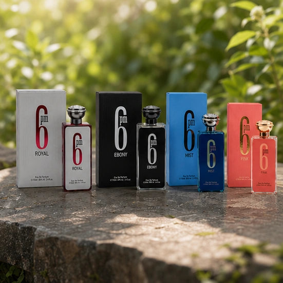 6 PM Perfume Gift Set – Royal, Mist, Ebony &amp; Pink Eau de Parfum Collection | 4 x 3.4 Fl Oz (100ml) Long Lasting Luxury Fragrance Set for Women &amp; Men | Fresh, Floral, Woody &amp; Amber Perfumes