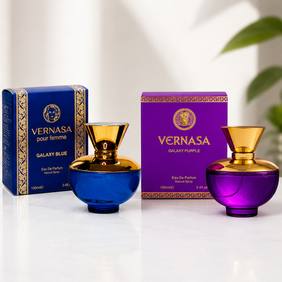 Vernasa Galaxy Blue &amp; Vernasa Galaxy Purple Perfume Gift Set for Women – 2 Pack Eau de Parfum Fragrance Collection, Long Lasting Floral Fruity Amber Perfumes, Luxury Scent Gift Set, 100ml Each