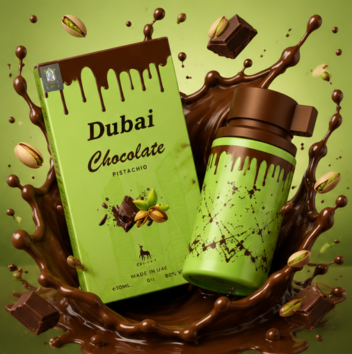 Dubai Chocolate Pistachio Eau de Parfum 3.4 Fl Oz (100ml) – Gourmand Chocolate Pistachio Fragrance with Sweet Nutty Notes, Warm Vanilla &amp; Creamy Accords – Long Lasting Unisex Perfume
