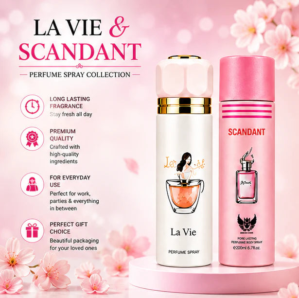 Women’s Perfume Body Spray 2 Pack – Long Lasting Fragrance Set – Floral &amp; Sweet Elegant Scents