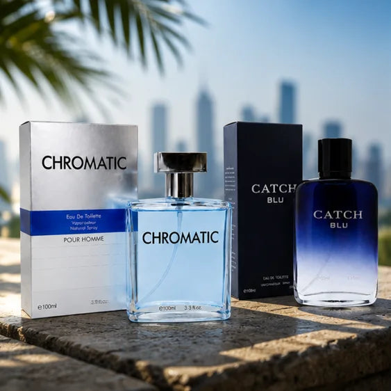 Chromatic &amp; Catch Blu Cologne Gift Set for Men – 2 Piece Long Lasting Eau de Toilette Fragrance Bundle, Fresh Citrus Woody Aromatic Men&