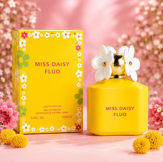Miss Daisy Fluo Eau de Parfum for Women 3.4 Fl Oz (100ml) – Long Lasting Floral Fruity Perfume – Bright Sweet Feminine Fragrance Spray for Daily Wear &amp; Special Occasions