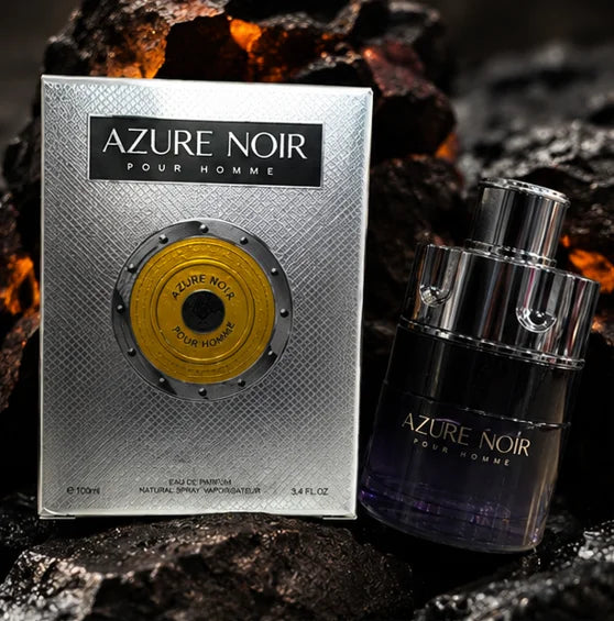 Azure Noir Pour Homme Eau de Parfum for Men 3.4 Fl Oz (100ml) – Long Lasting Woody Aromatic Men&