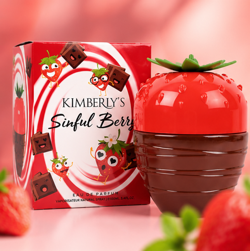 Kimberly’s Sinful Berry Eau de Parfum for Women 3.4 Fl Oz (100ml) – Long Lasting Sweet Strawberry Chocolate Perfume – Fruity Gourmand Fragrance for Women with Berry, Candy &amp; Creamy Notes – Gift for Women