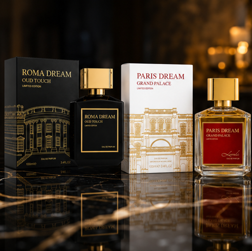 Roma Dream Oud Touch &amp; Paris Dream Grand Palace Perfume Gift Set for Women and Men – 2 Pack Eau de Parfum Fragrance Collection – Long Lasting Luxury Oud, Amber, Floral &amp; Woody Scent Gift Set, 100ml Each