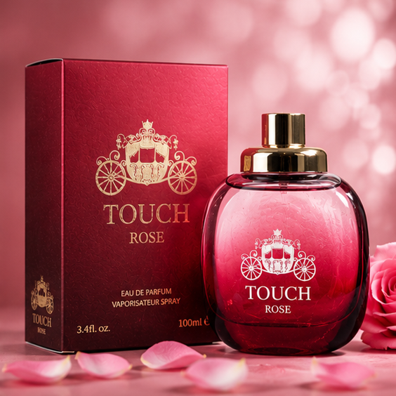 Touch Rose Eau de Parfum for Women 3.4 Fl Oz (100ml) – Long Lasting Rose Floral Perfume – Elegant Feminine Fragrance Spray for Daily Wear, Date Night &amp; Special Occasions