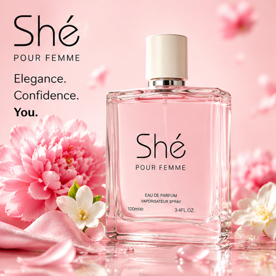 Shé Pour Femme Eau De Parfum 100ml (3.4 Fl Oz) – Long Lasting Floral Fruity Perfume for Women – Elegant Feminine Fragrance Spray for Daily Wear, Date Night &amp; Special Occasions