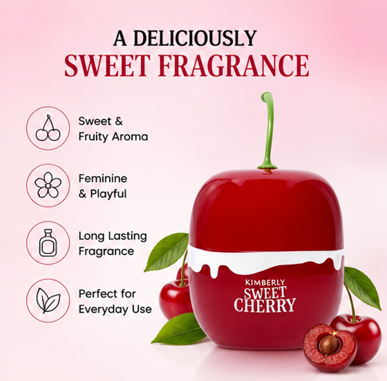 Kimberly Sweet Cherry Eau De Parfum for Women 90ml (3.0 Fl Oz) – Sweet Fruity Floral Perfume for Women – Long Lasting Feminine Fragrance Spray