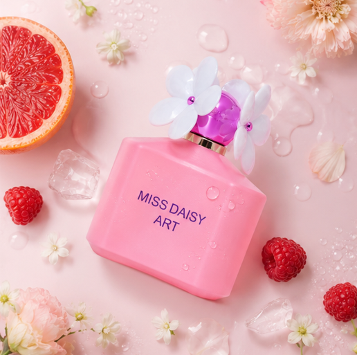 Miss Daisy Art Eau de Parfum for Women 3.4 Fl Oz (100ml) – Sweet Floral Perfume with Daisy Blossom, Soft Fruity &amp; Powdery Notes – Long Lasting Women&