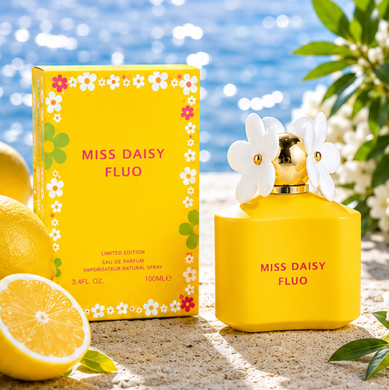 Miss Daisy Fluo Eau de Parfum for Women 3.4 Fl Oz (100ml) – Long Lasting Floral Fruity Perfume – Bright Sweet Feminine Fragrance Spray for Daily Wear &amp; Special Occasions
