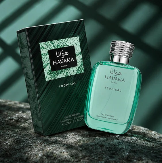 Havana Tropical Eau de Parfum for Men, Long Lasting Fresh Tropical Woody Cologne Spray, Premium Citrus Aromatic Masculine Fragrance, 3.3 Fl Oz (100ml)