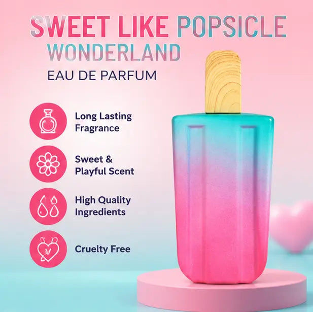 Sweet Like Popsicle Wonderland Eau De Parfum for Women 100ml – Long Lasting Sweet Fruity Floral Perfume for Women – Fun Candy Inspired Feminine Fragrance Spray