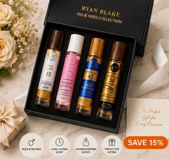 Ryan Blake His &amp; Hers Designer-Inspired Body Mist Collection – 4 Long-Lasting Fragrance Sprays