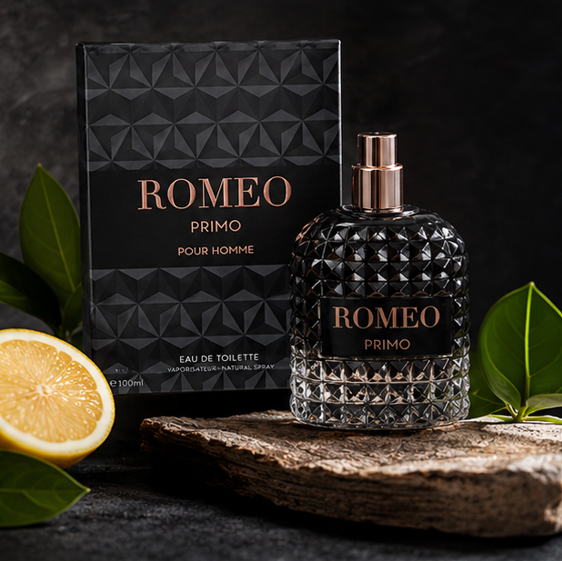Romeo Primo for Men Eau de Toilette 3.4 Fl Oz (100ml) – Long Lasting Woody Aromatic Cologne for Men with Citrus, Amber, Cedarwood &amp; Musk – Premium Masculine Fragrance Gift