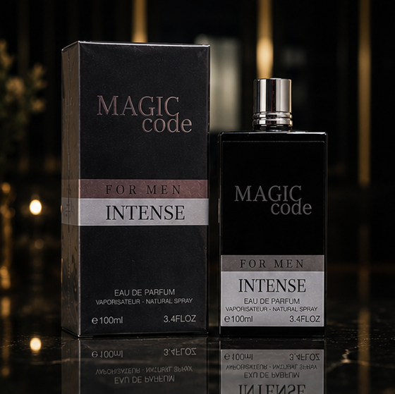 Magic Code Intense for Men Eau de Parfum 3.4 Fl Oz (100ml) – Long Lasting Woody Amber Spicy Men&