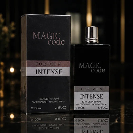 Magic Code Intense for Men Eau de Parfum 3.4 Fl Oz (100ml) – Long Lasting Woody Amber Spicy Men&