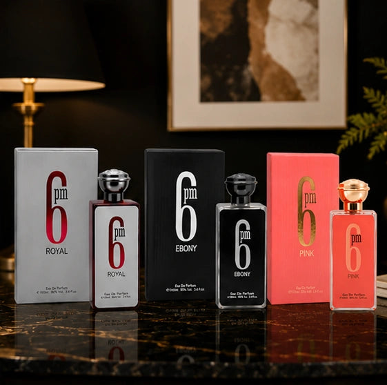 6 PM Perfume Gift Set – Royal, Ebony &amp; Pink Eau de Parfum Collection | 3 x 3.4 Fl Oz (100ml) Long Lasting Luxury Perfume Set for Women &amp; Men | Fresh, Floral, Woody Fragrances