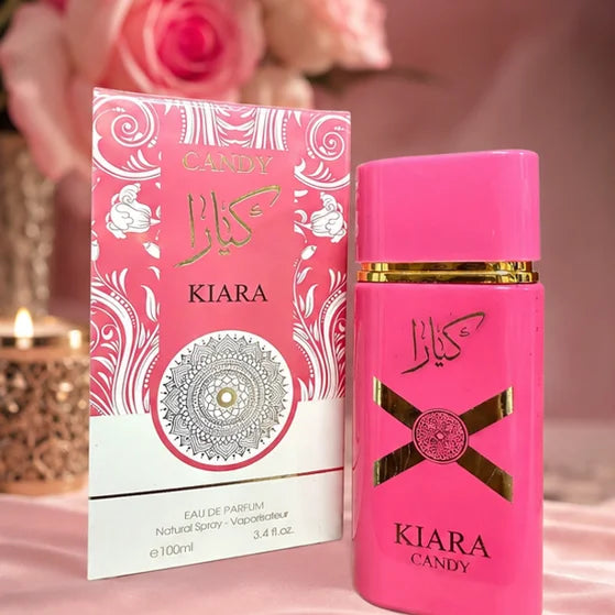 Kiara Candy Eau de Parfum for Women 3.4 Fl Oz (100ml) – Long Lasting Sweet Fruity Floral Perfume – Gourmand Vanilla Candy Fragrance Spray for Women