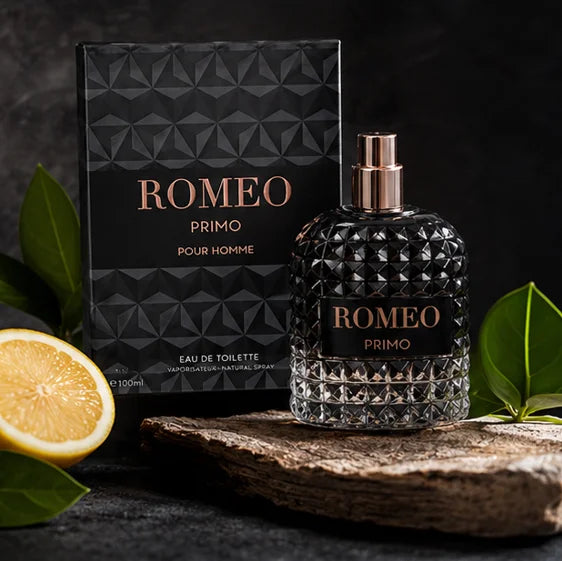 Romeo Primo for Men Eau de Toilette 3.4 Fl Oz (100ml) – Long Lasting Woody Aromatic Cologne for Men with Citrus, Amber, Cedarwood &amp; Musk – Premium Masculine Fragrance Gift