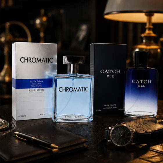 Chromatic &amp; Catch Blu Cologne Gift Set for Men – 2 Piece Long Lasting Eau de Toilette Fragrance Bundle, Fresh Citrus Woody Aromatic Men&