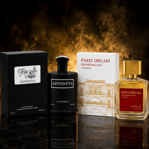Adventvs &amp; Paris Dream Grand Palace Perfume Gift Set for Men &amp; Women – 2 Pack Eau de Parfum Fragrance Collection, Long Lasting Luxury Perfumes, Woody Fresh &amp; Elegant Floral Fragrances, 100ml Each
