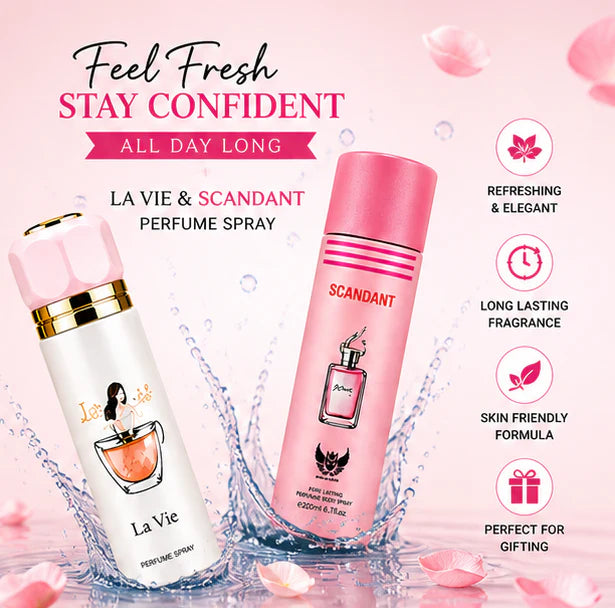Women’s Perfume Body Spray 2 Pack – Long Lasting Fragrance Set – Floral &amp; Sweet Elegant Scents