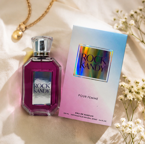 Rock Kandy Pour Femme Eau de Parfum for Women 3.4 Fl Oz (100ml) – Long Lasting Fruity Floral Perfume for Women – Sweet Feminine Fragrance with Berry, Floral &amp; Soft Musk Notes – Elegant Gift for Women