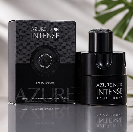 Azure Noir Intense Pour Homme Eau de Toilette for Men 3.4 Fl Oz (100ml) – Long Lasting Woody Spicy Men&