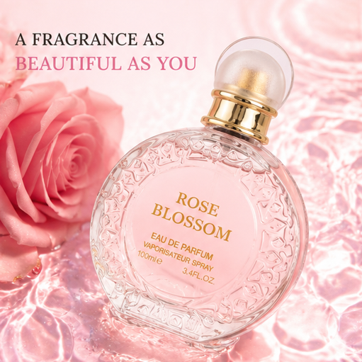 Rose Blossom Eau de Parfum for Women, Floral Rose Perfume, Long Lasting Feminine Fragrance with Soft Floral &amp; Powdery Notes, Elegant Everyday Scent for Women, Gift for Her, 3.4 Fl Oz / 100ml