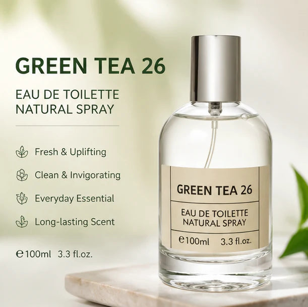 Green Tea 26 Eau De Toilette 100ml (3.3 Fl Oz) – Fresh Citrus Green Tea Perfume for Women &amp; Men – Long Lasting Clean Everyday Fragrance Spray