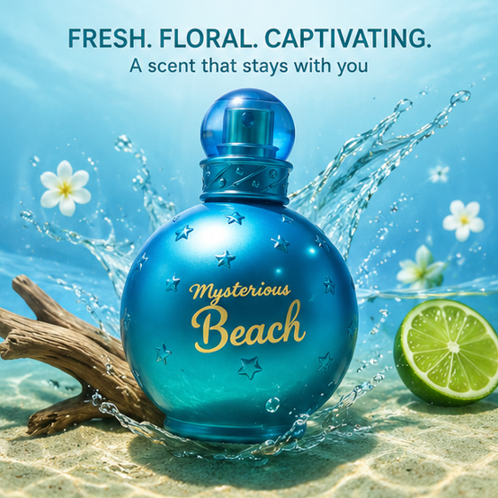 Mysterious Beach Eau De Parfum for Women 100ml (3.4 Fl Oz) – Tropical Floral Fruity Perfume for Women – Long Lasting Fresh Beach Fragrance Spray – Summer Vacation Scent