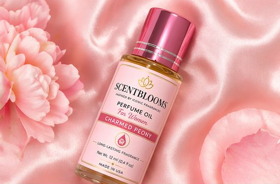 ScentBlooms Charmed Peony Perfume Oil for Women – Long Lasting Floral Fragrance Roll-On 12ml (0.4 oz) – Travel Size Luxury Scent