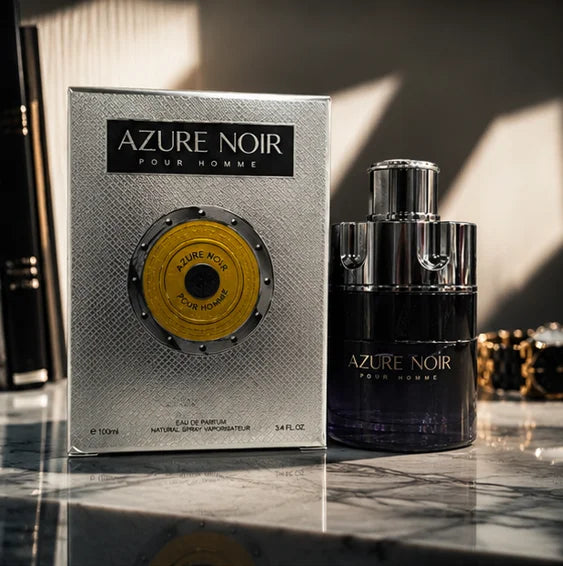 Azure Noir Pour Homme Eau de Parfum for Men 3.4 Fl Oz (100ml) – Long Lasting Woody Aromatic Men&