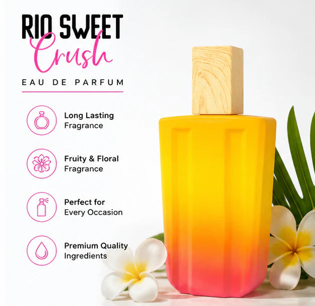 Rio Sweet Crush Eau De Parfum for Women 100ml (3.4 Fl Oz) – Long Lasting Tropical Sweet Fruity Perfume for Women – Summer Inspired Feminine Fragrance Spray