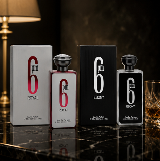 6 PM Royal &amp; 6 PM Ebony Perfume Gift Set for Men – 2 x 3.4 Fl Oz (100ml) Eau de Parfum – Long Lasting Woody Spicy Fresh Fragrance Collection for Men