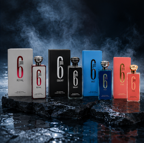 6 PM Perfume Gift Set – Royal, Mist, Ebony &amp; Pink Eau de Parfum Collection | 4 x 3.4 Fl Oz (100ml) Long Lasting Luxury Fragrance Set for Women &amp; Men | Fresh, Floral, Woody &amp; Amber Perfumes