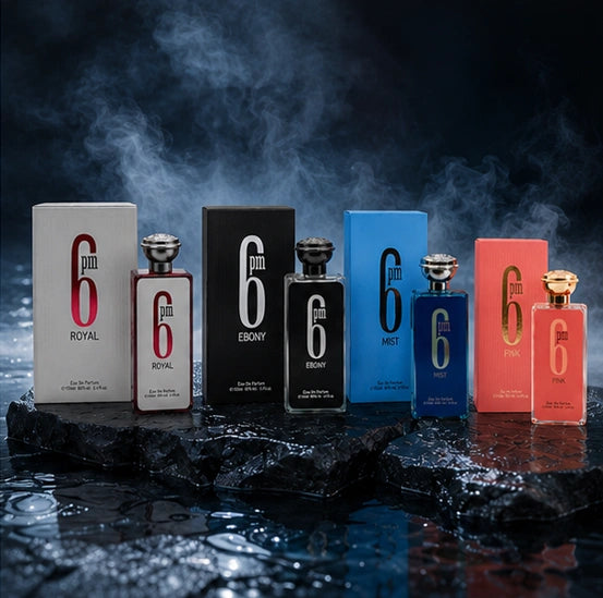 6 PM Perfume Gift Set – Royal, Mist, Ebony &amp; Pink Eau de Parfum Collection | 4 x 3.4 Fl Oz (100ml) Long Lasting Luxury Fragrance Set for Women &amp; Men | Fresh, Floral, Woody &amp; Amber Perfumes