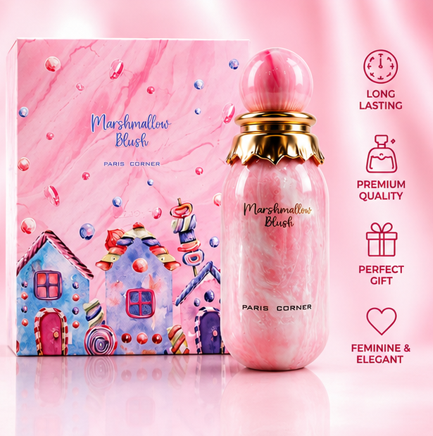 Marshmallow Blush Eau de Parfum for Women 3.4 Fl Oz (100ml) – Sweet Gourmand Perfume with Marshmallow, Cotton Candy, Vanilla &amp; Soft Musk Notes – Long Lasting Women&
