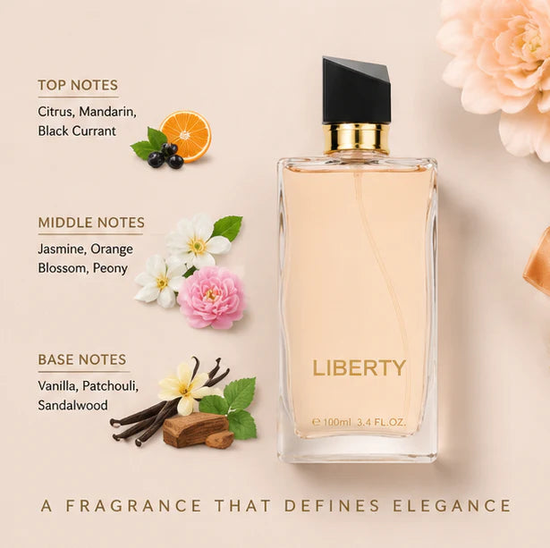Liberty Paris Eau De Parfum for Women 100ml (3.4 Fl Oz) – Long Lasting Floral Amber Perfume for Women – Elegant Feminine Fragrance Spray