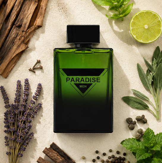 Paradise Men Eau de Parfum 3.0 Fl Oz (90ml) – Long Lasting Fresh Woody Cologne for Men – Masculine Citrus Aromatic Fragrance with Green Notes, Woods &amp; Musk – Everyday Signature Scent for Men