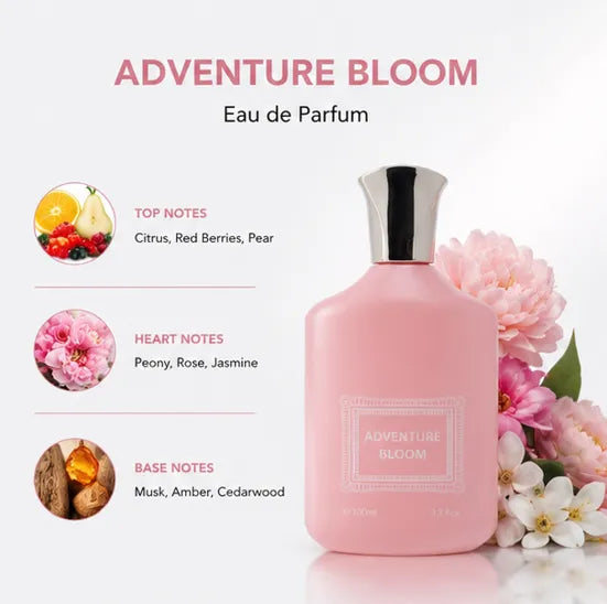 Adventure Bloom Eau De Parfum for Women 100ml (3.3 Fl Oz) – Long Lasting Floral Fruity Perfume for Women – Elegant Feminine Fragrance Spray