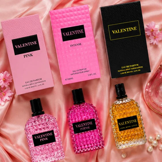 Valentine Perfume Gift Set for Women | Pink, Intense &amp; Classic Eau De Parfum Collection | 3-Piece Long Lasting Women&