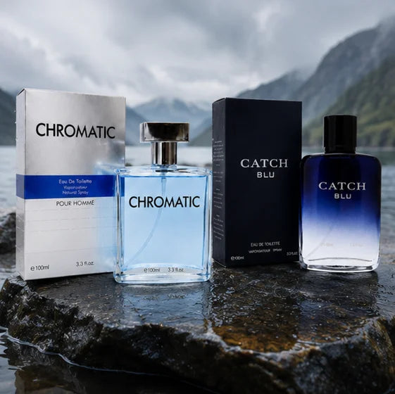 Chromatic &amp; Catch Blu Cologne Gift Set for Men – 2 Piece Long Lasting Eau de Toilette Fragrance Bundle, Fresh Citrus Woody Aromatic Men&