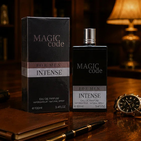 Magic Code Intense for Men Eau de Parfum 3.4 Fl Oz (100ml) – Long Lasting Woody Amber Spicy Men&