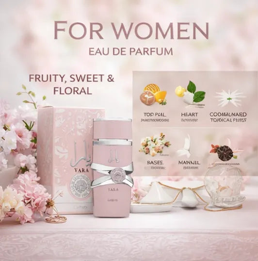 Yara Eau de Parfum by Lattafa for Women – 3.4 oz / 100 ml Long Lasting Sweet Floral Fruity Perfume – Soft Creamy Vanilla Musk Fragrance – Luxury Arabian Perfume for Women