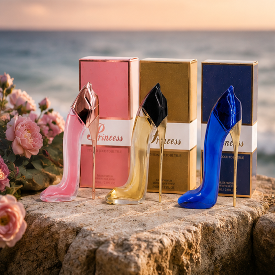 Princess Pink, Gold &amp; Blue High Heel Perfume Gift Set for Women – 3 Piece Eau de Parfum Bundle, Long Lasting Floral, Fresh &amp; Oriental Fragrance Collection, Luxury Women&