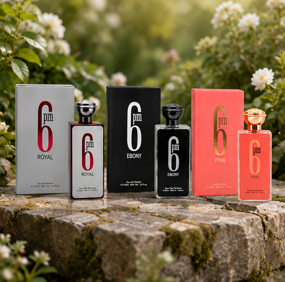 6 PM Perfume Gift Set – Royal, Ebony &amp; Pink Eau de Parfum Collection | 3 x 3.4 Fl Oz (100ml) Long Lasting Luxury Perfume Set for Women &amp; Men | Fresh, Floral, Woody Fragrances